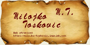 Milojko Tošković vizit kartica
